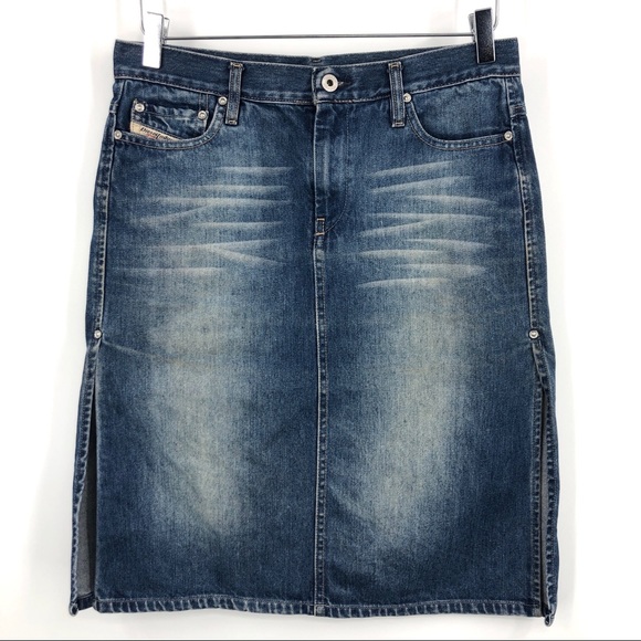 Diesel Dresses & Skirts - Diesel Distressed Double Side Slit Denim Skirt